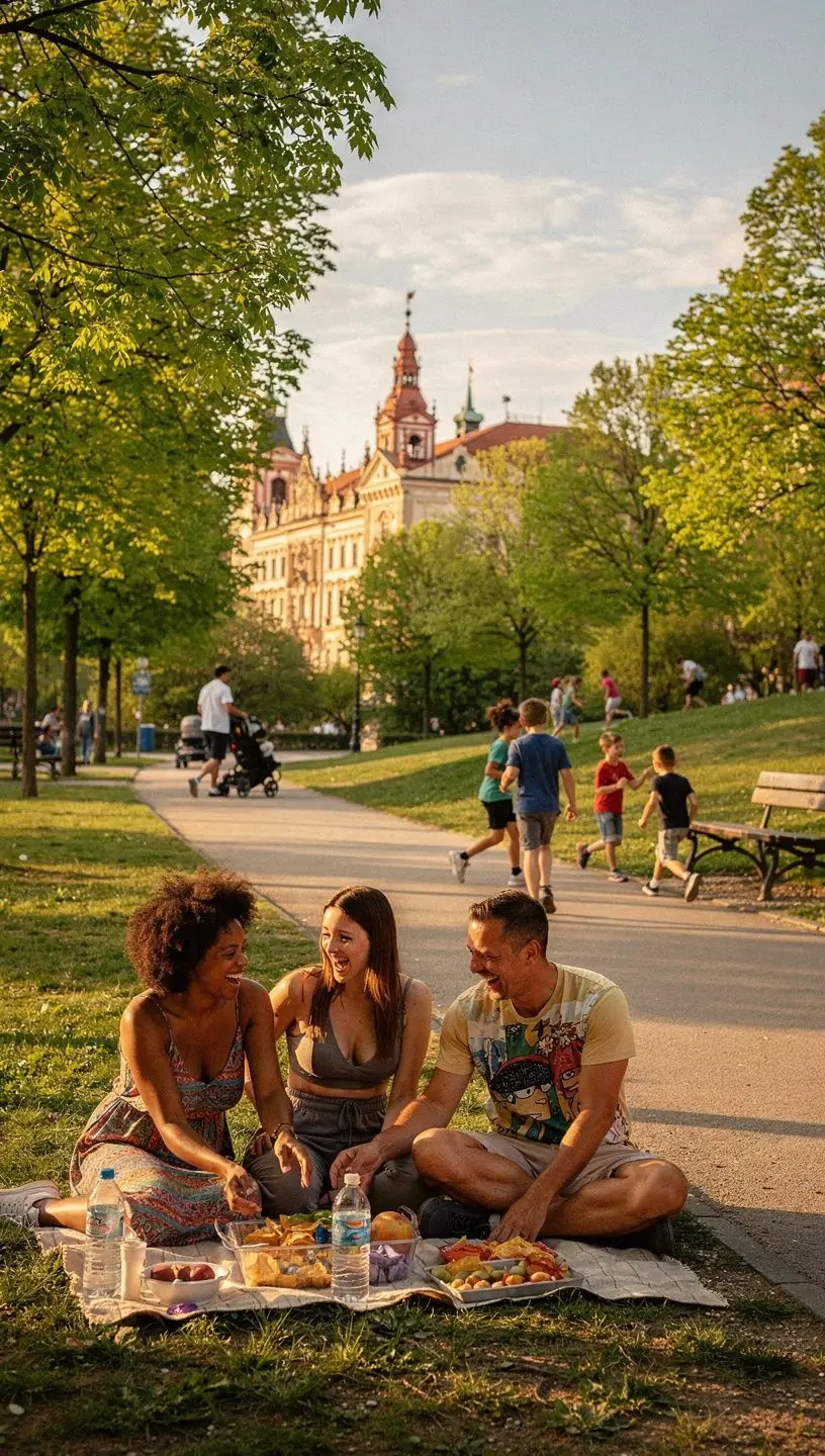 Hiker preparing gear for a mountain day hike.